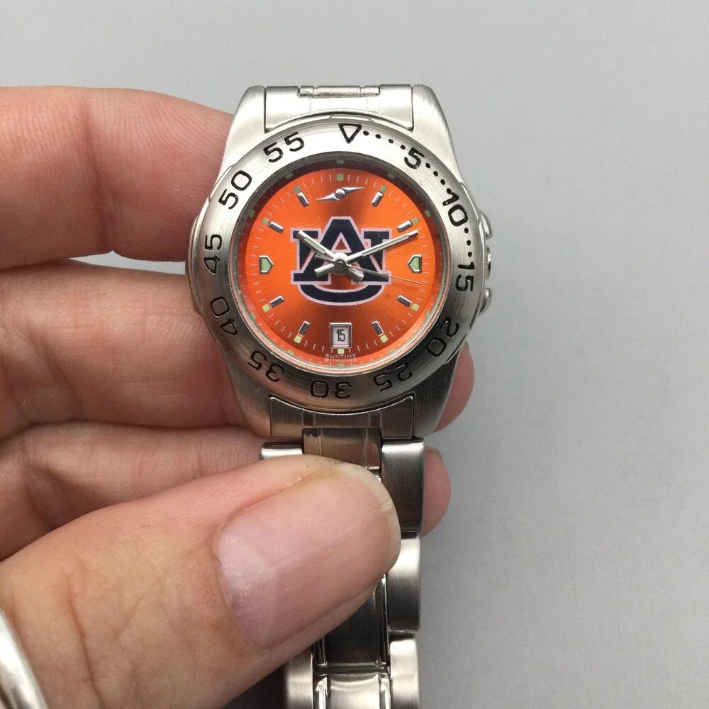 Sun Time Womens Watch 28mm Auburn University Auburn Tigers Date New Battery 7.5
